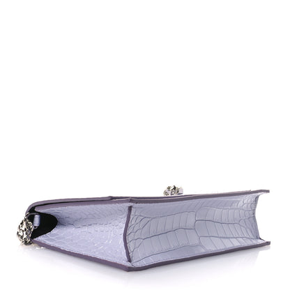 Alexander McQueen Calfskin Crocodile Embossed Skull Medium Shoulder Bag Lavender 4 of 10