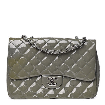 Chanel Patent Quilted Jumbo Single Flap Grey 1 of 18