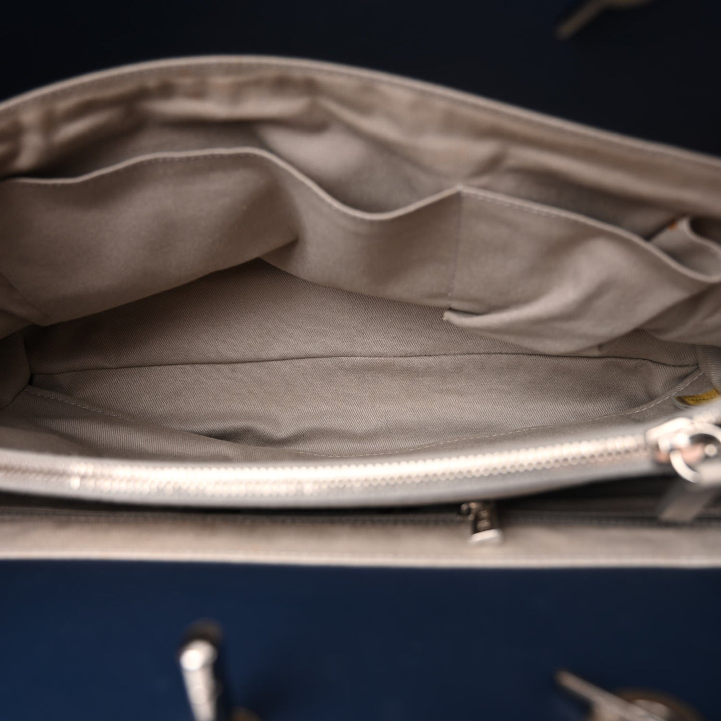 Aged Calfskin Quilted Be CC Tote Blue