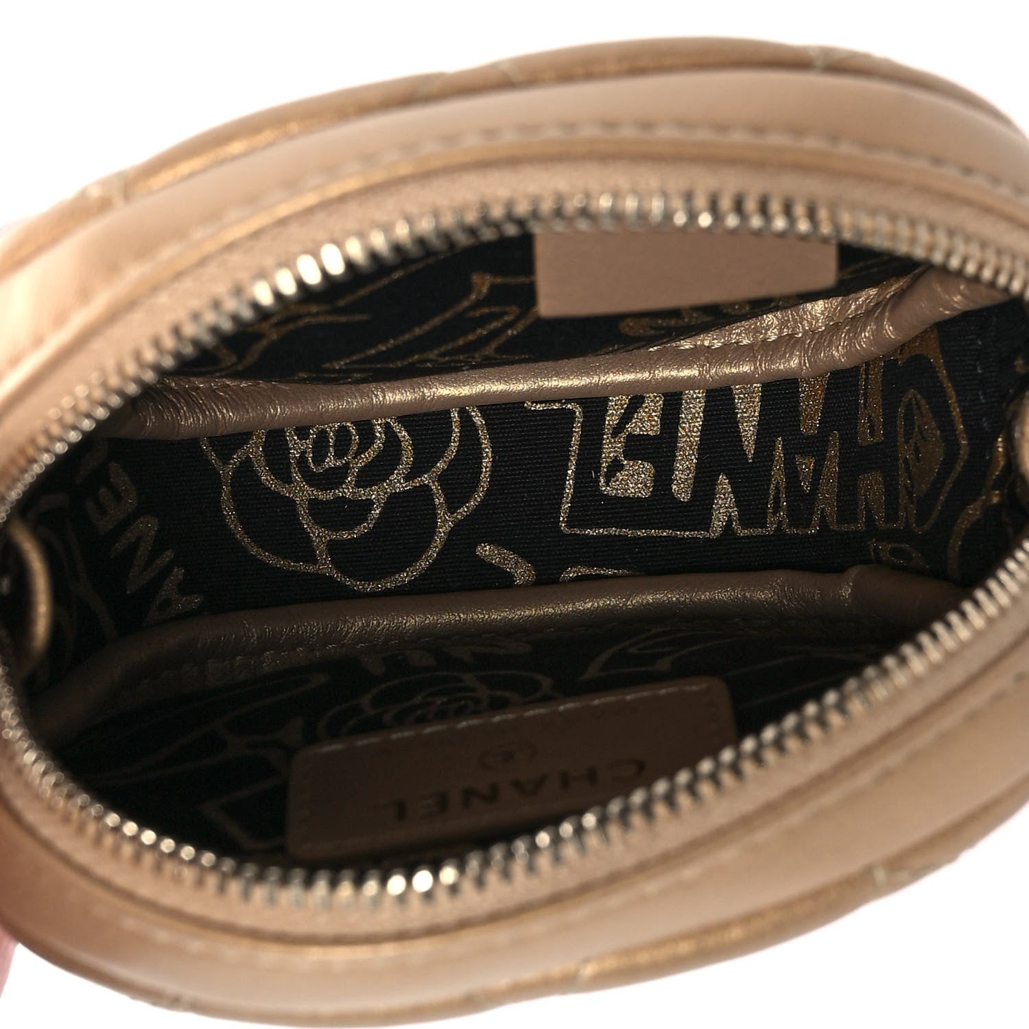 Chanel Metallic Lambskin Quilted Zip Around Classic Coin Purse Gold 7 of 10
