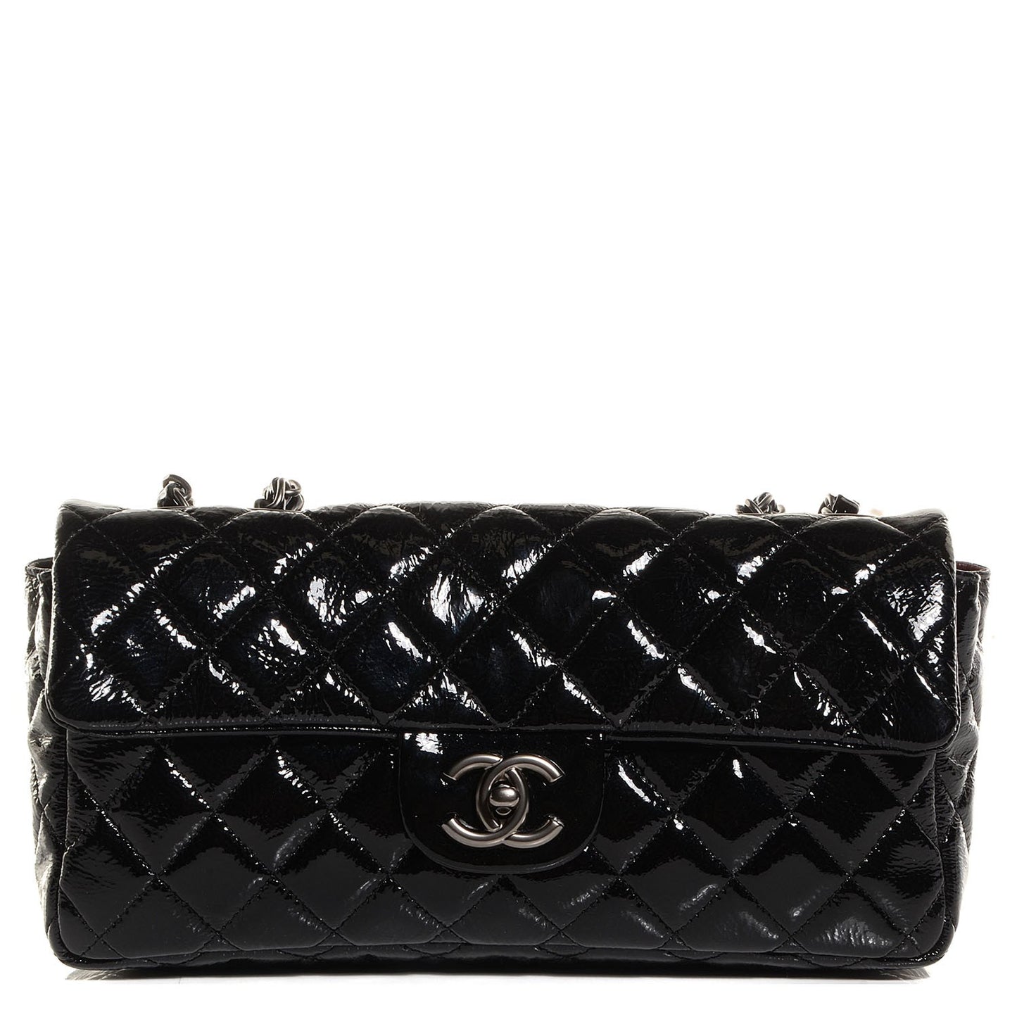 Distressed Patent East West Flap Black