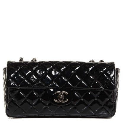 Chanel Distressed Patent East West Flap Black 1 of 9
