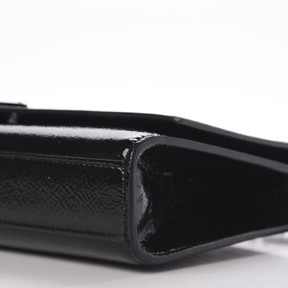 Saint Laurent Crackled Patent Medium Monogram Kate Satchel Black 7 of 8
