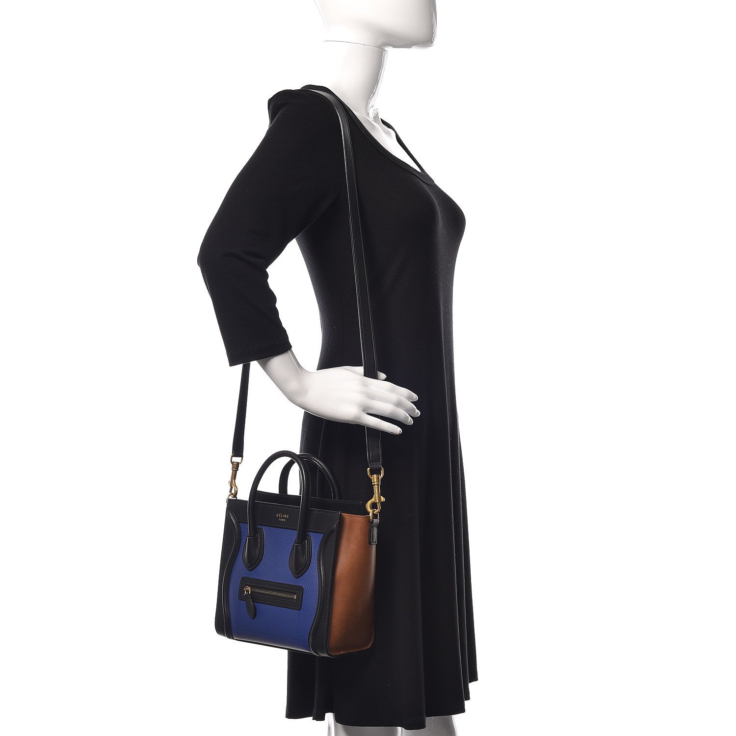 Celine Smooth Drummed Calfskin Nano Tri-Color Luggage Indigo 2 of 10