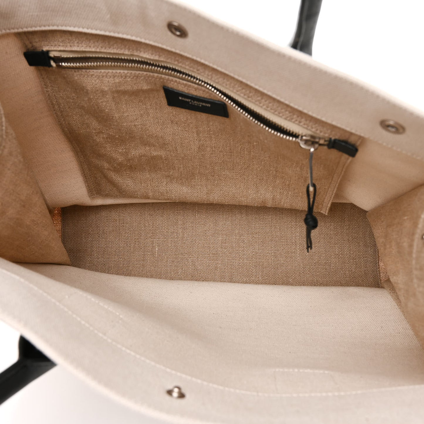 Linen Calfskin Small Rive Gauche Tote Greggio Natural