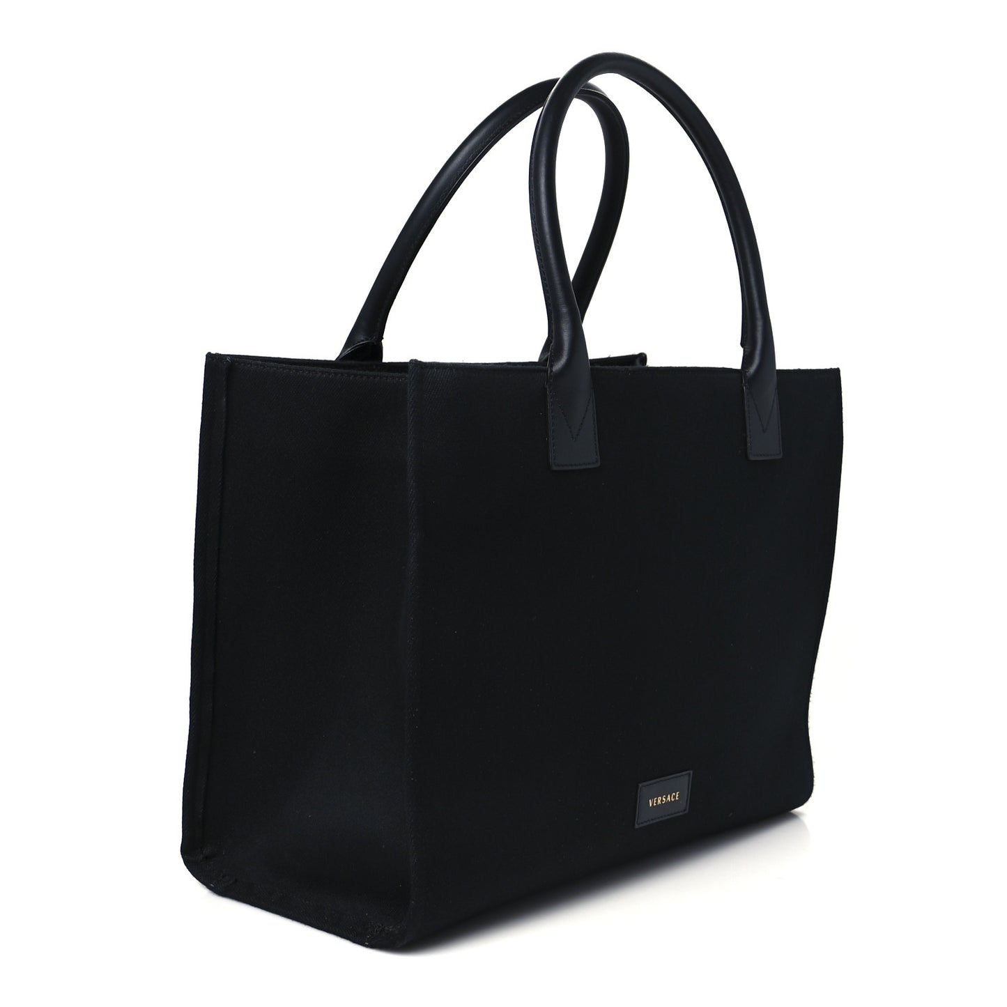 Canvas Calfskin Large Medusa Pop Cabas Tote Black