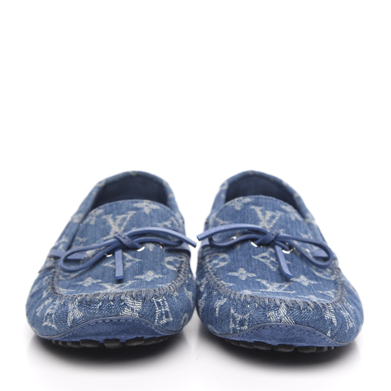 Louis Vuitton Monogram Denim Mens Arizona Car Shoe Moccasin Loafers 7 Blue 2 of 9