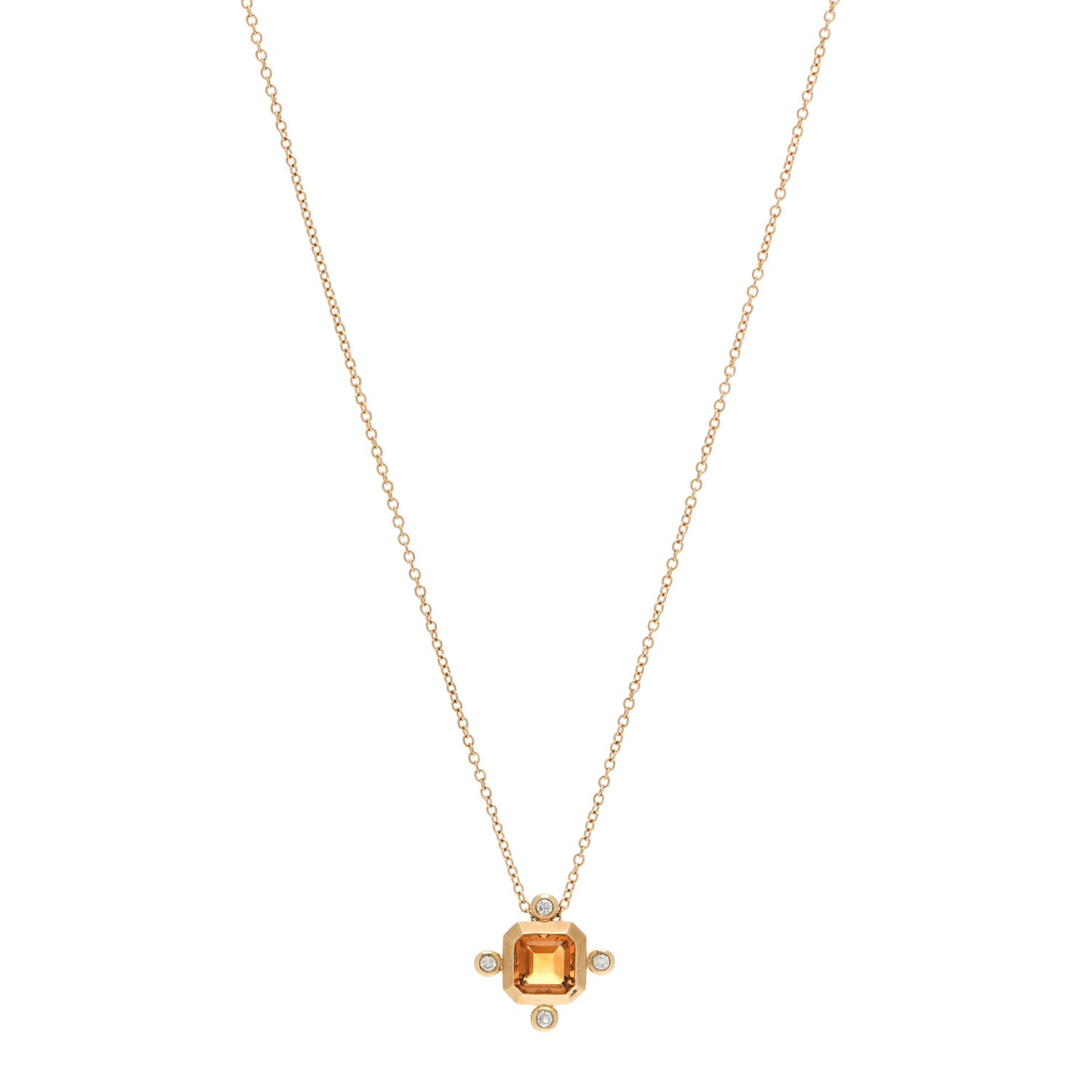 18K Yellow Gold Diamond Madeira Citrine Novella Pendant Necklace