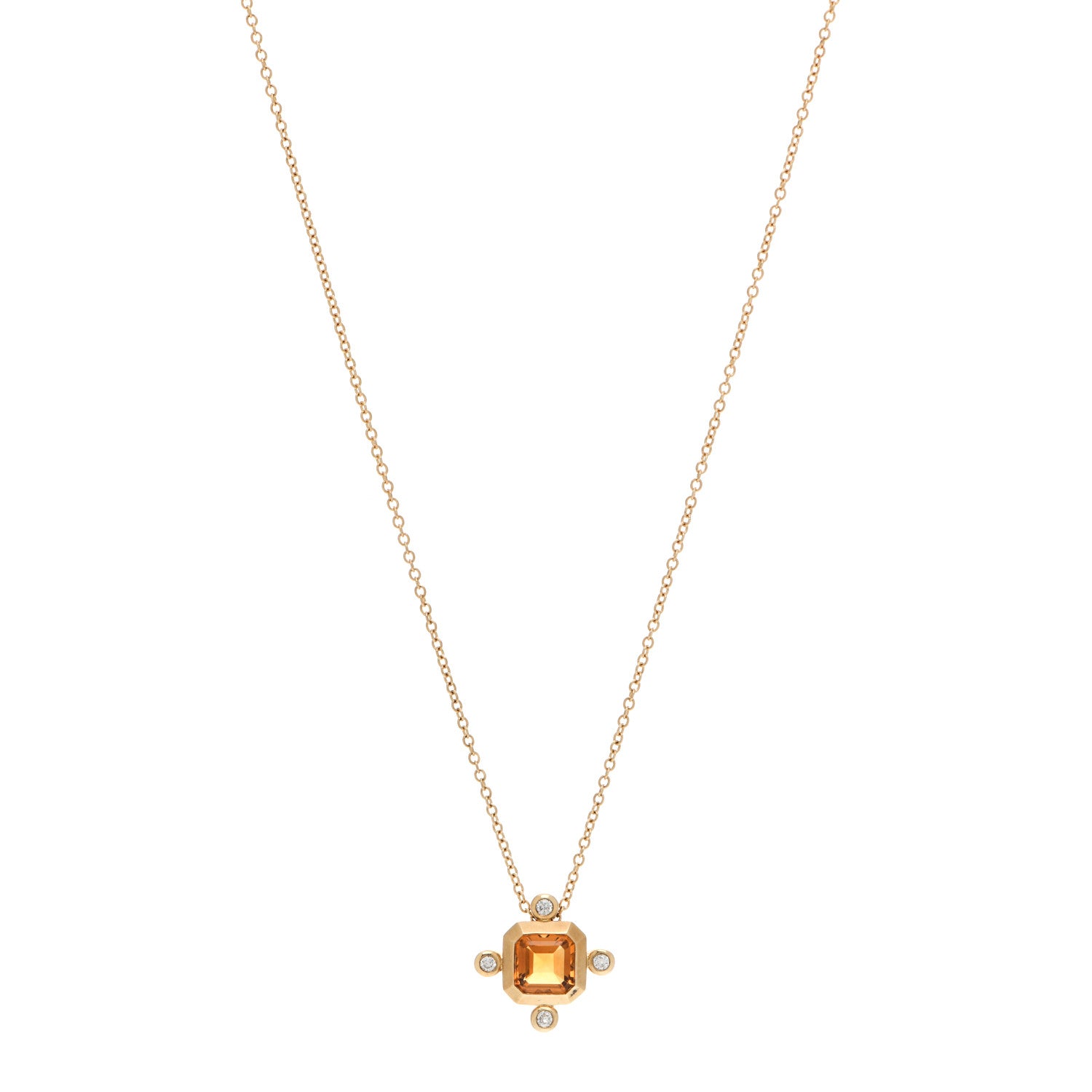 David Yurman 18K Yellow Gold Diamond Madeira Citrine Novella Pendant Necklace 1 of 6