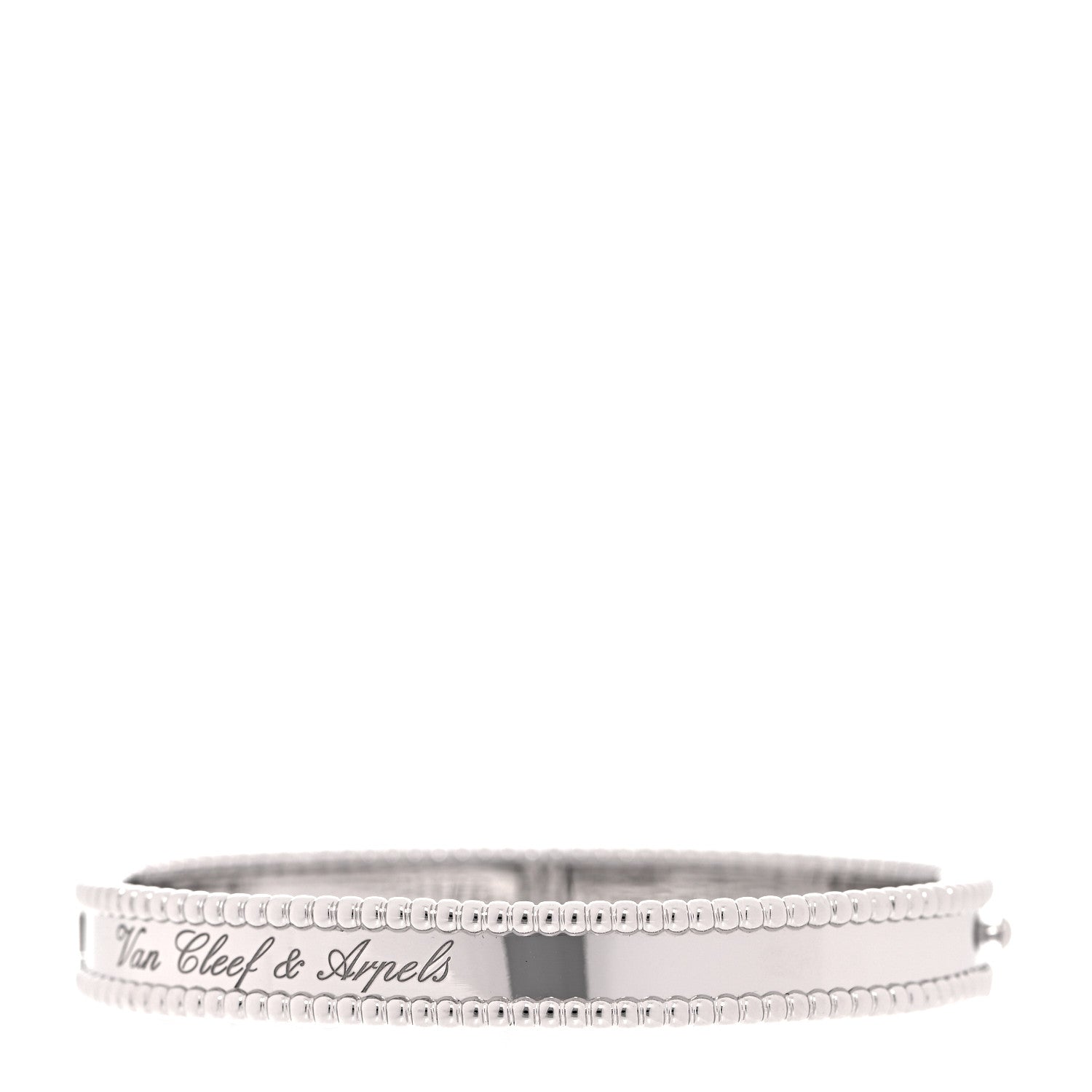 Van Cleef & Arpels 18K White Gold Perlee Signature Bangle Bracelet S 2 of 12