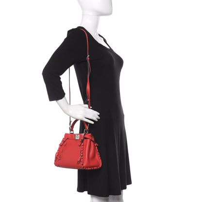 Fendi Vitello Seta Century Nappa Whipstitch Mini Peekaboo Iconic Satchel Fiamma 2 of 10