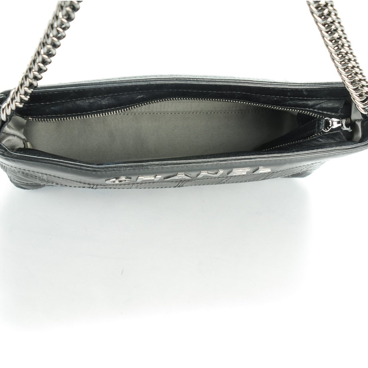Lambskin Square Stitched Lax Shoulder Bag Black