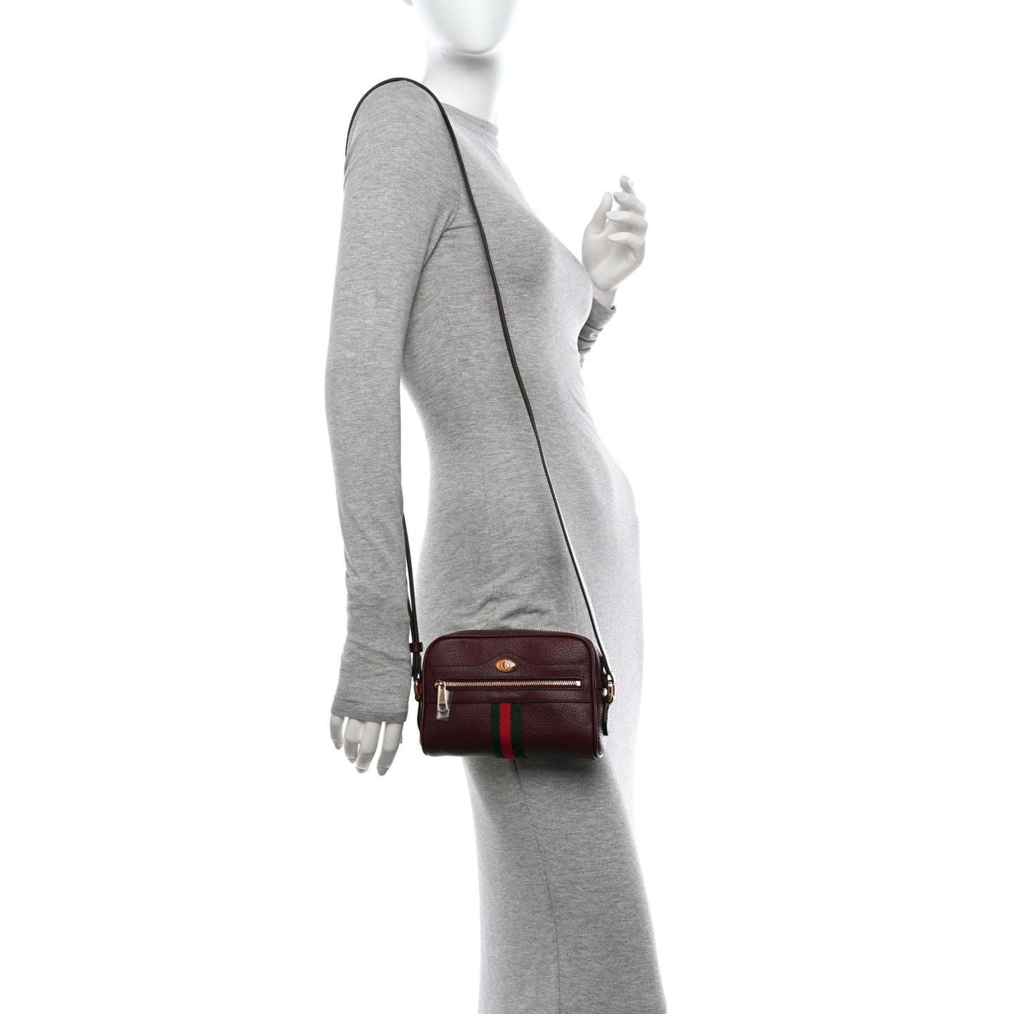Calfskin Web Mini Ophidia Shoulder Bag Vintage Bordeaux