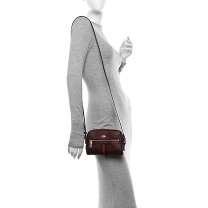 Gucci Calfskin Web Mini Ophidia Shoulder Bag Vintage Bordeaux 2 of 12