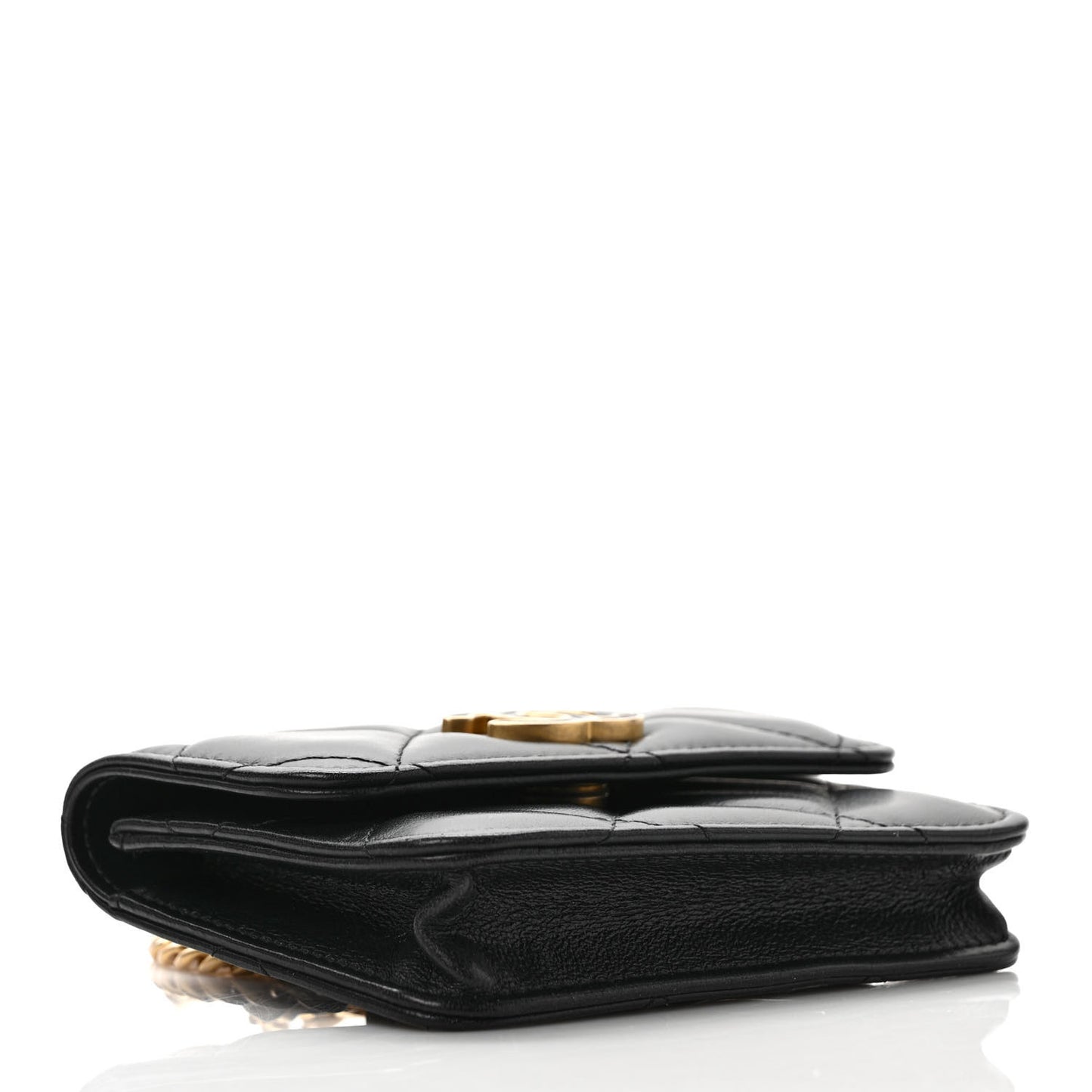 Lambskin Enamel Quilted Pending CC Flap Belt Bag Black