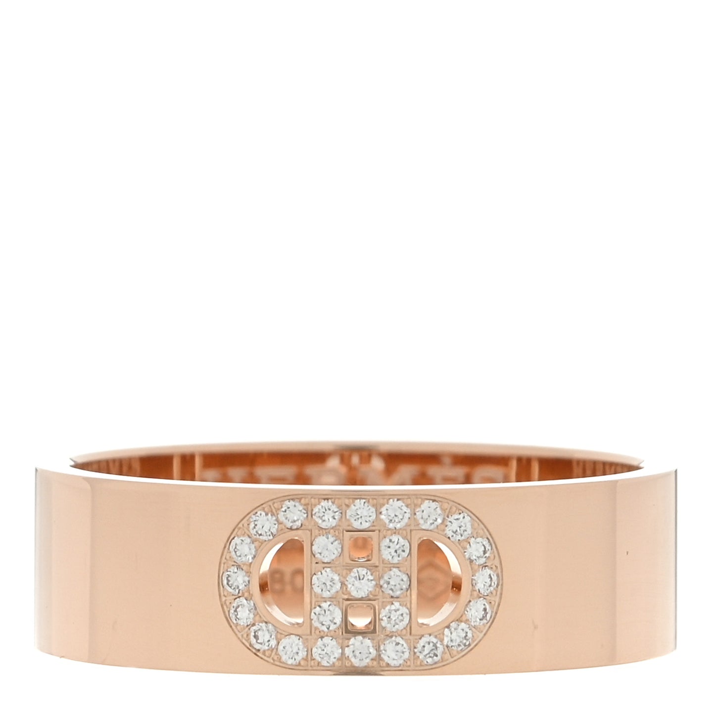 18K Rose Gold Diamond PM H D'Ancre Ring 53 6.5