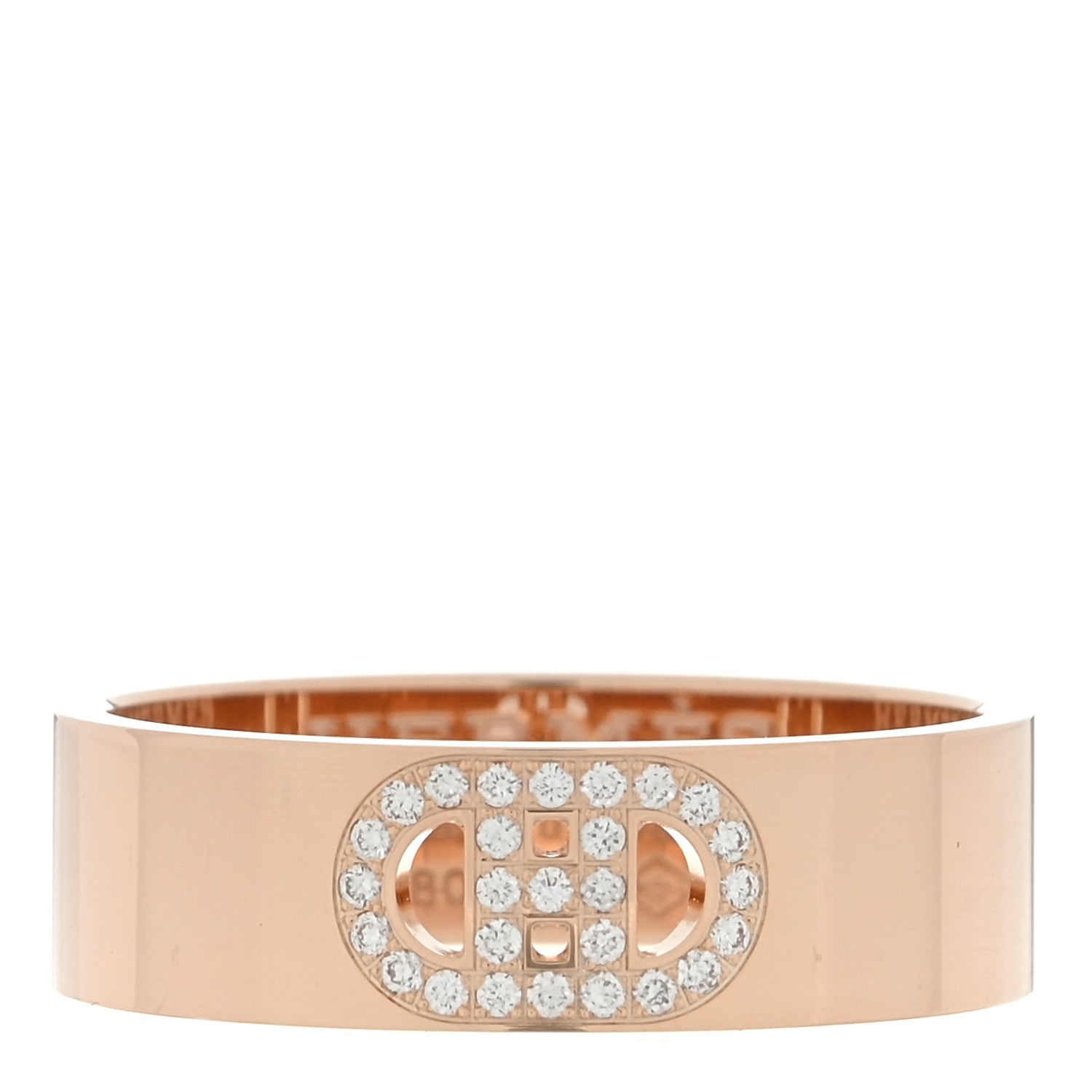 Hermes 18K Rose Gold Diamond PM H D'Ancre Ring 53 6.5 1 of 5