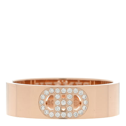 Hermes 18K Rose Gold Diamond PM H D'Ancre Ring 53 6.5 1 of 5
