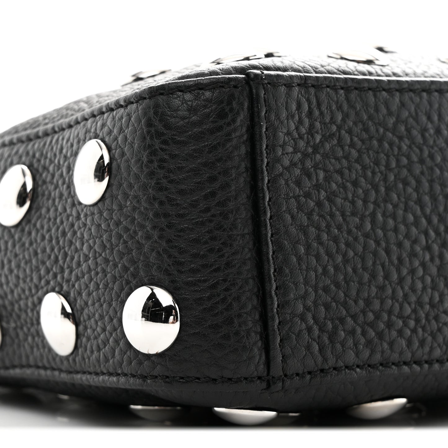 Pebbled Sport Calfskin Studded Small Elena Black