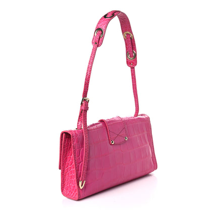 Jimmy Choo Calfskin Crocodile Embossed Rebel Bag Pink 3 of 10