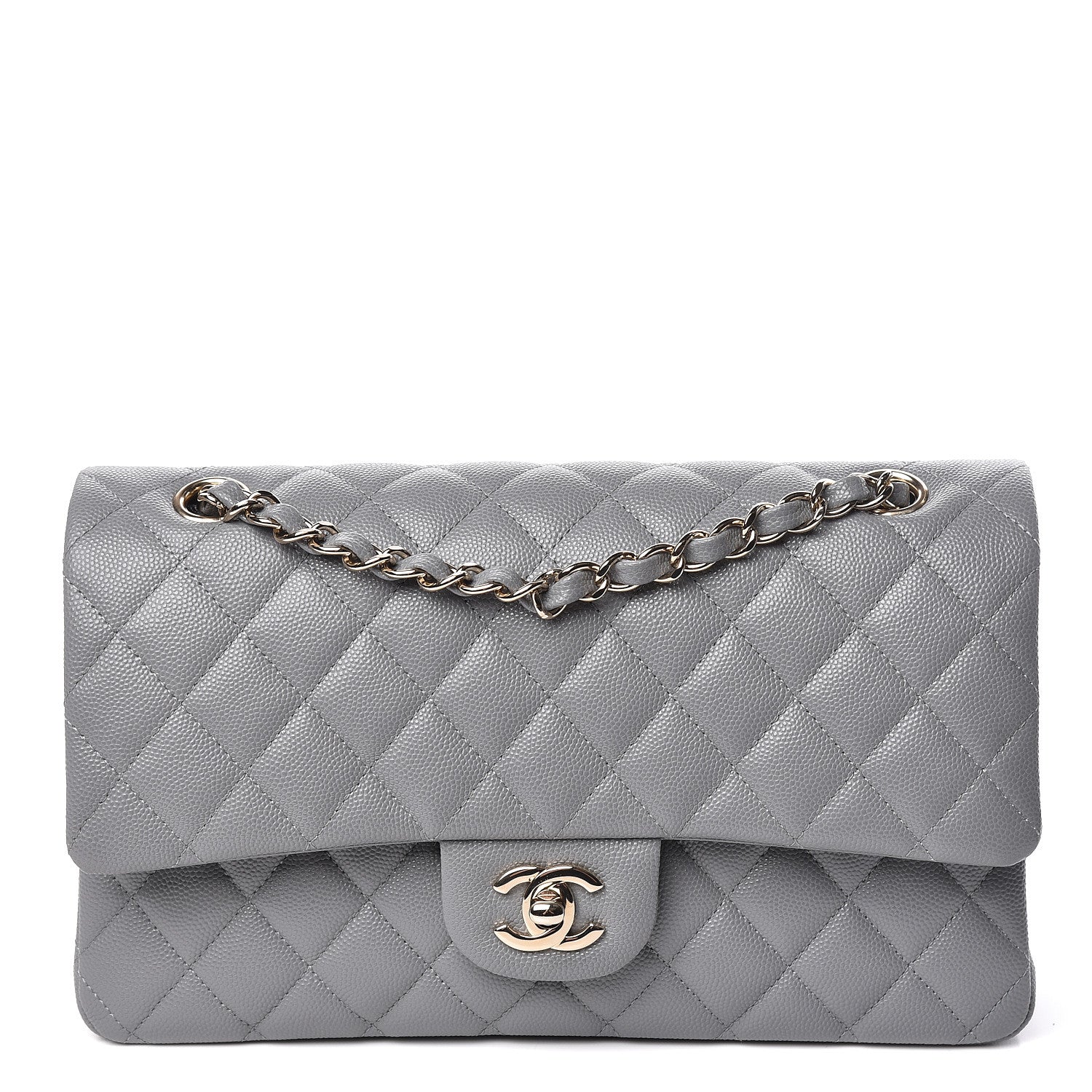 Chanel Caviar Quilted Medium Double Flap Grey 1 of 10