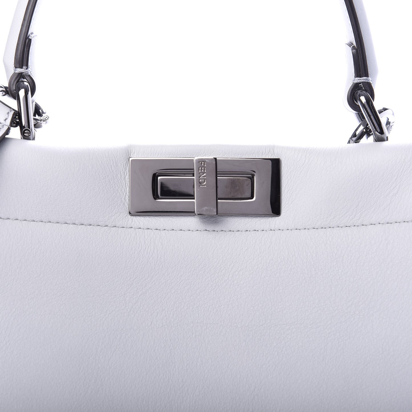 Vitello Seta Shiny Nappa Scalloped Studded Medium Peekaboo Iconic Satchel Grigio Perla