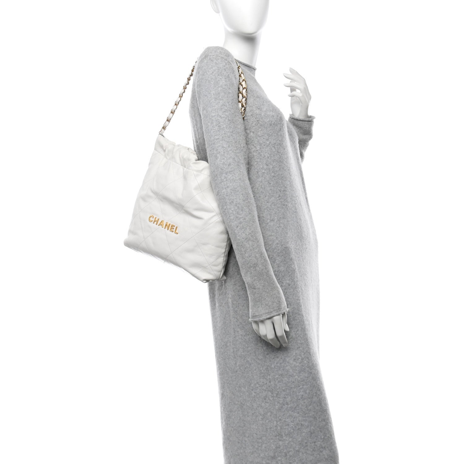 Chanel Shiny Calfskin Quilted Small Chanel 22 White 2 of 11