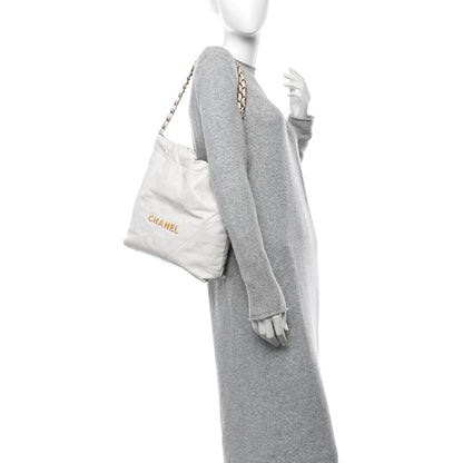 Chanel Shiny Calfskin Quilted Small Chanel 22 White 2 of 11
