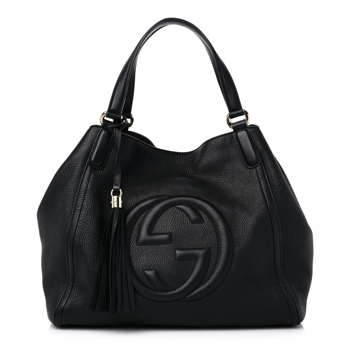 Pebbled Calfskin Medium Soho Shoulder Bag Black