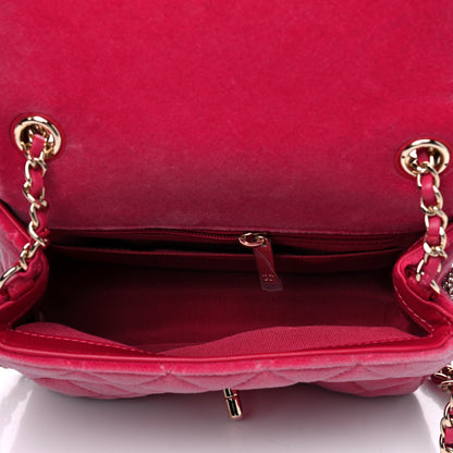 Chanel Velvet Quilted Mini Square Pearl Crush Flap Fuchsia 4 of 4