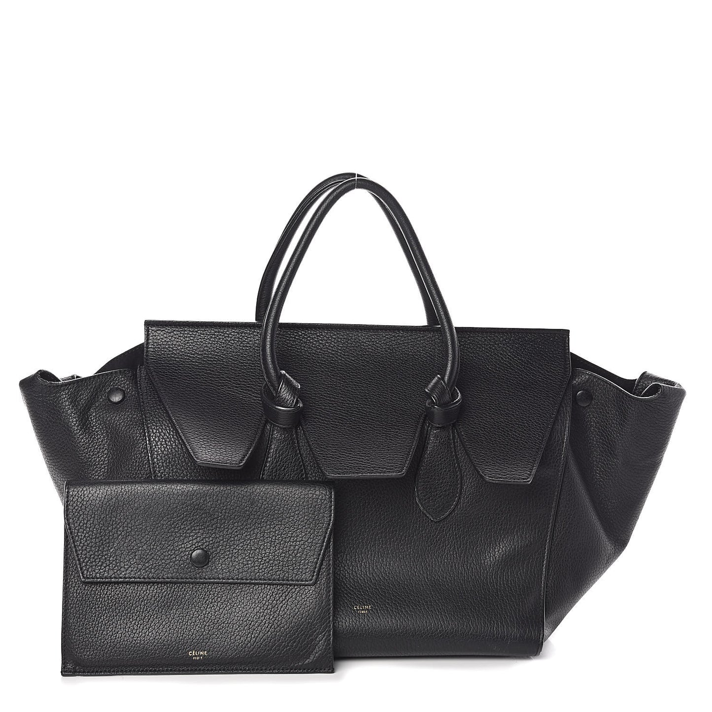 Crisped Calfskin Medium Tie Knot Tote Black