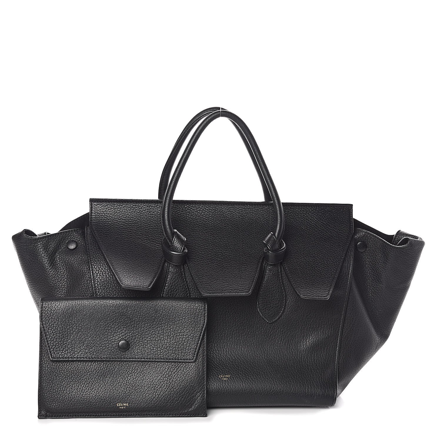 Celine Crisped Calfskin Medium Tie Knot Tote Black 1 of 9