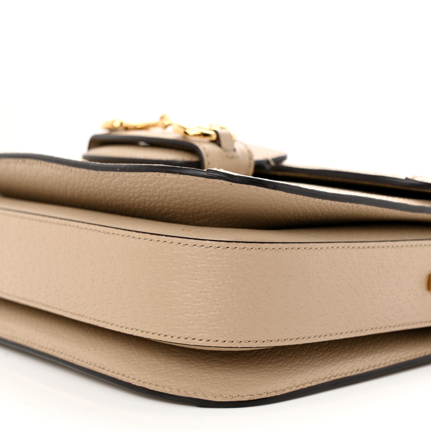 Gucci GG Supreme Monogram Textured Dollar Calfskin Horsebit 1955 Shoulder Bag Beige Mystic White Oatmeal 10 of 15