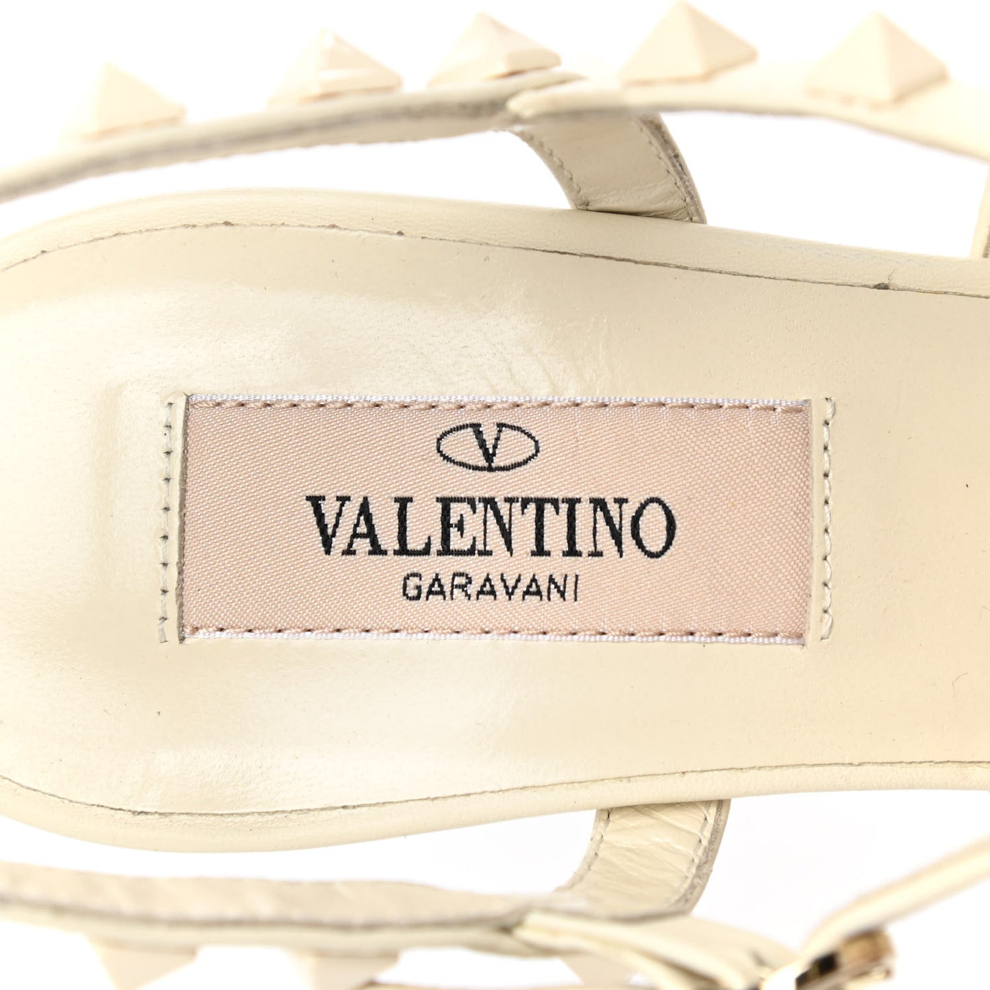 Calfskin Lacquered Monochrome Rockstud Gladiator 105mm Sandals 37 Ivory