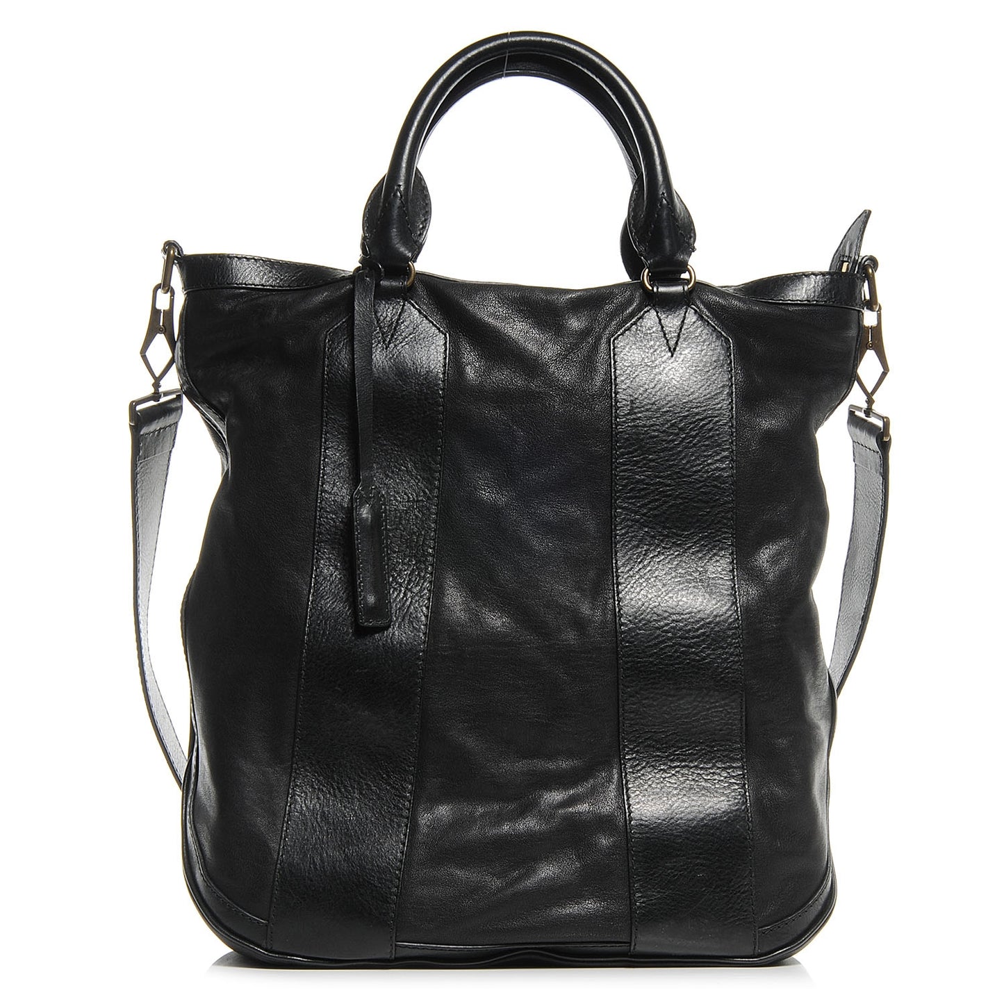 Vintage Washed Leather Medium Bonington Tote Black