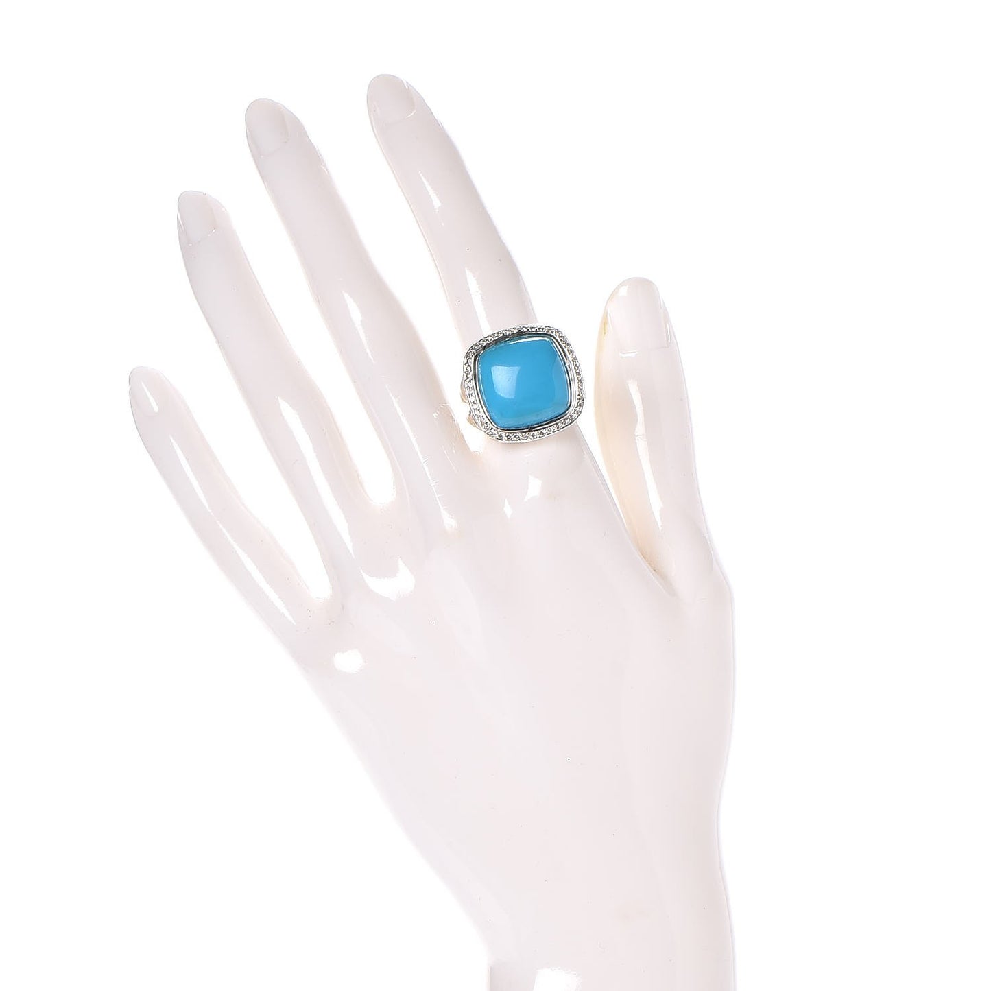 Sterling Silver Diamond Turquoise 14mm Albion Ring 53 6.5