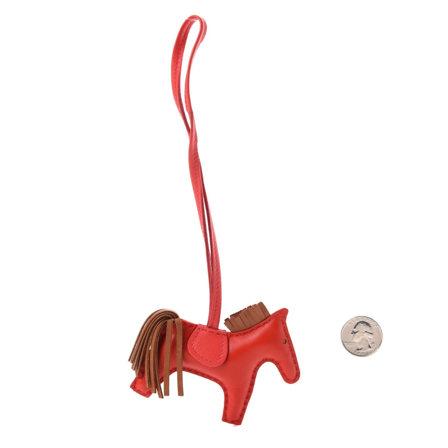 Hermes Milo Lambskin Grigri Rodeo Horse Bag Charm PM Rouge Indien Gold Bougainvillea 2 of 3