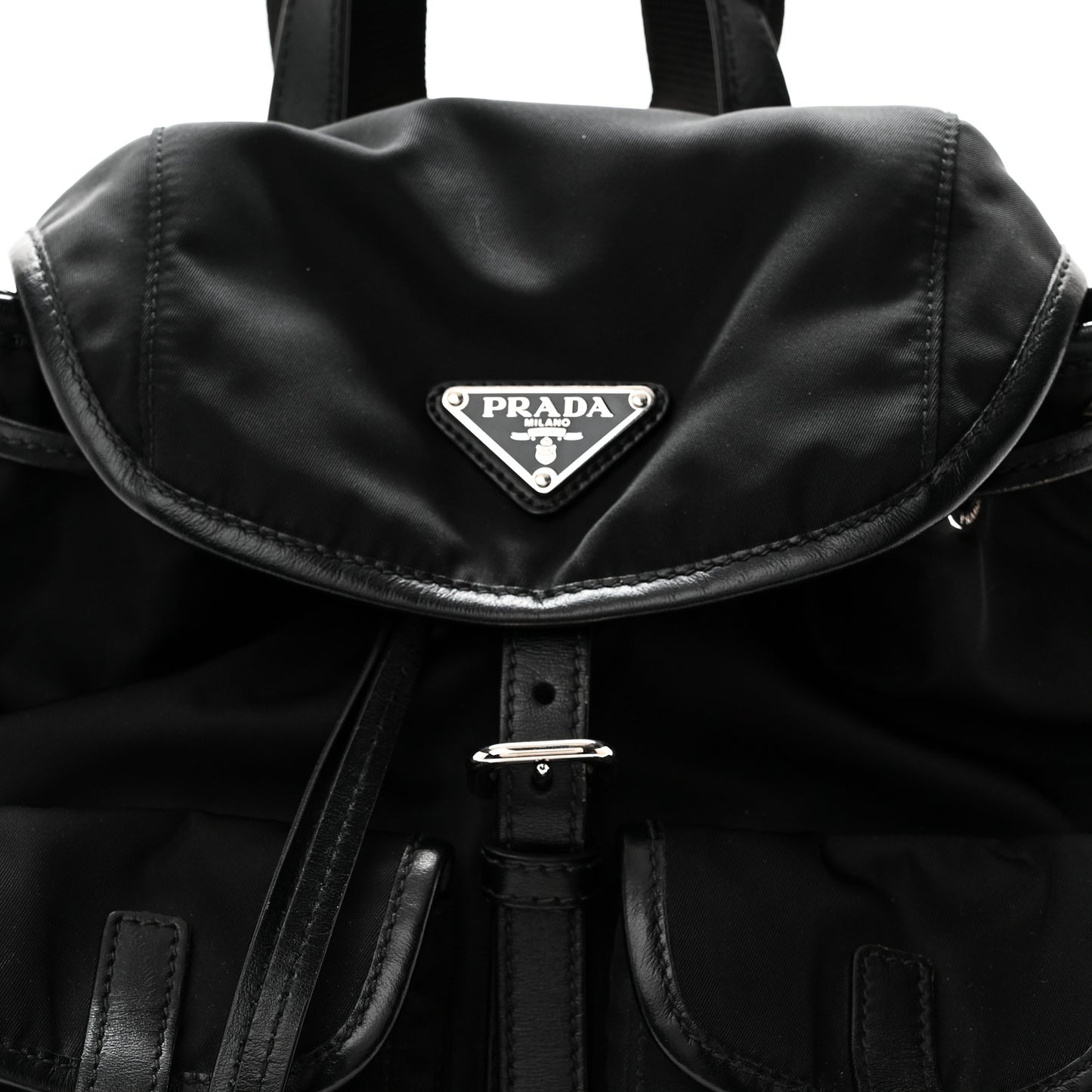 Tessuto Nylon Soft Calfskin Small Backpack Black