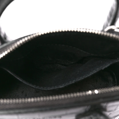 Balenciaga Shiny Calfskin Logo Crocodile Embossed XXS Ville Top Handle Bag Gray 6 of 11