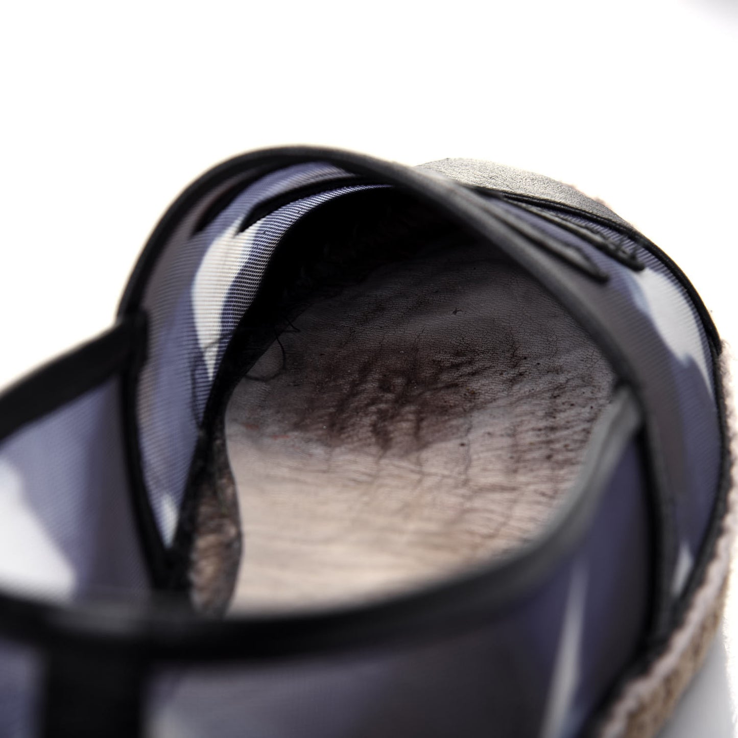 Mesh Lambskin Check Print CC Espadrilles 37 Blue Black White