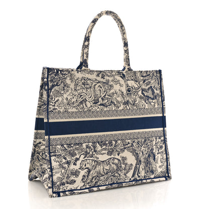 Christian Dior Canvas Embroidered Large Dioriviera Toile De Jouy Book Tote Blue 2 of 9