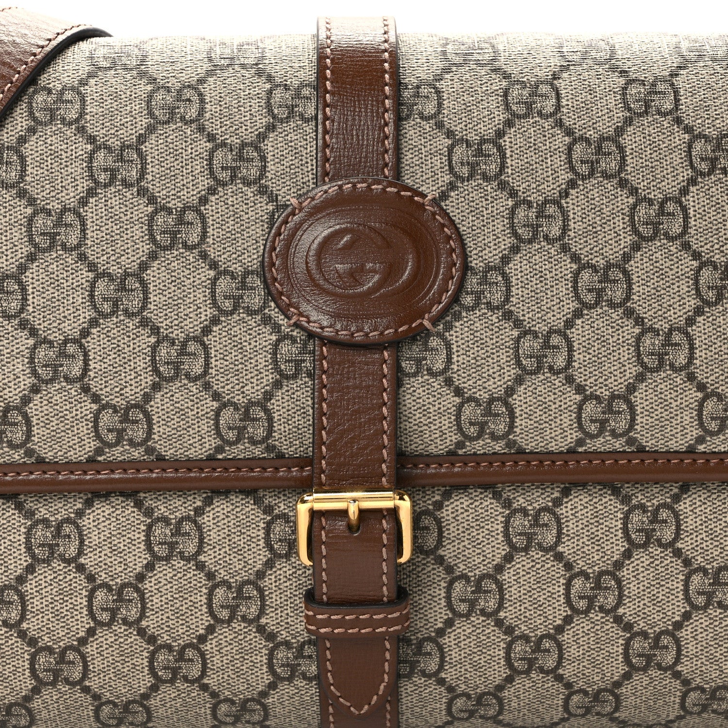 Gucci GG Supreme Monogram Azalea Calfskin Retro Interlocking G Messenger Beige Ebony Brown Sugar 7 of 12