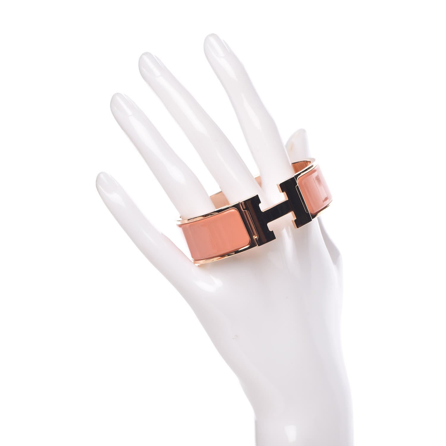 Hermes Enamel Wide Clic Clac H Bracelet GM Rose Saumon 2 of 6