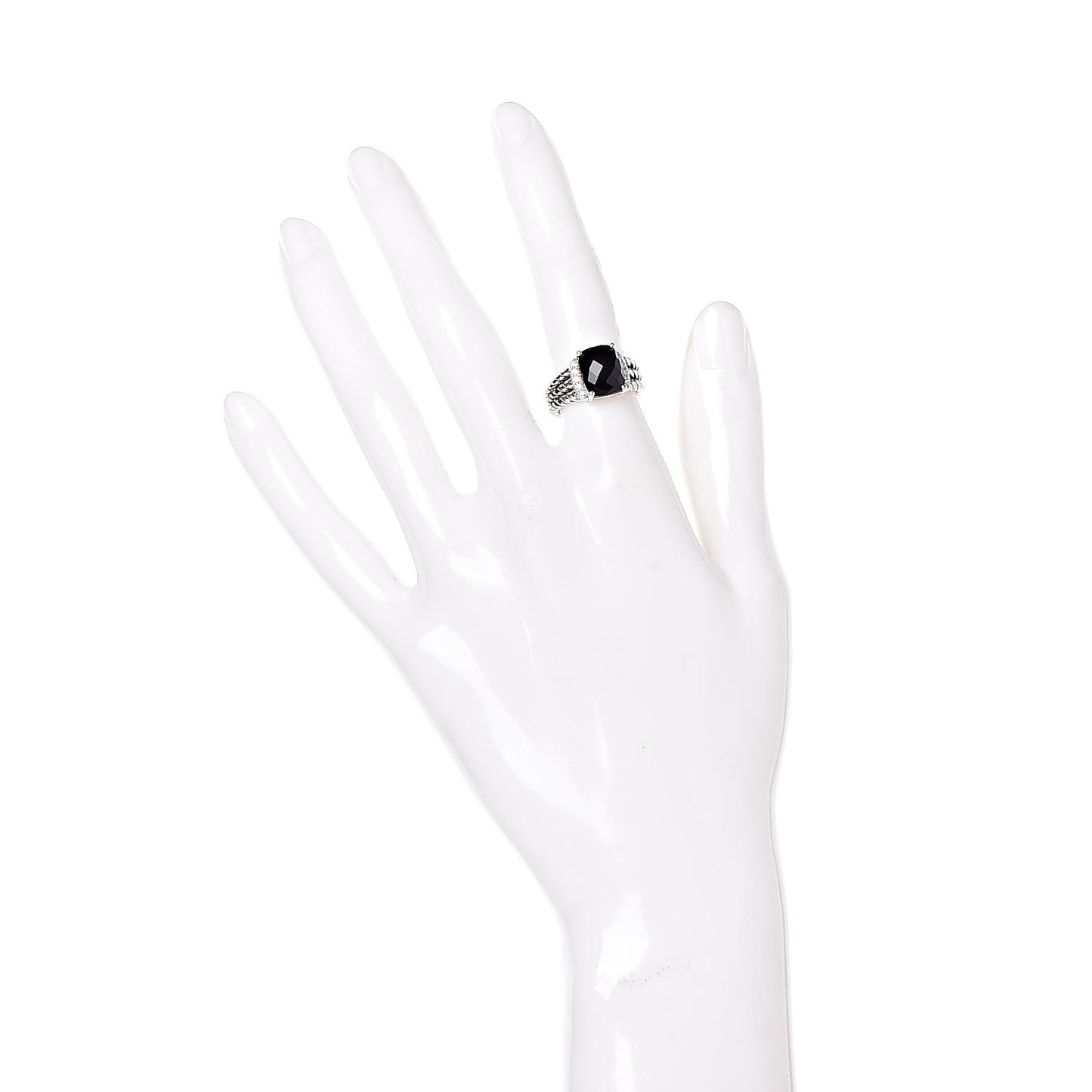 Sterling Silver Diamond Black Onyx 10mm Petite Wheaton Ring 49 5