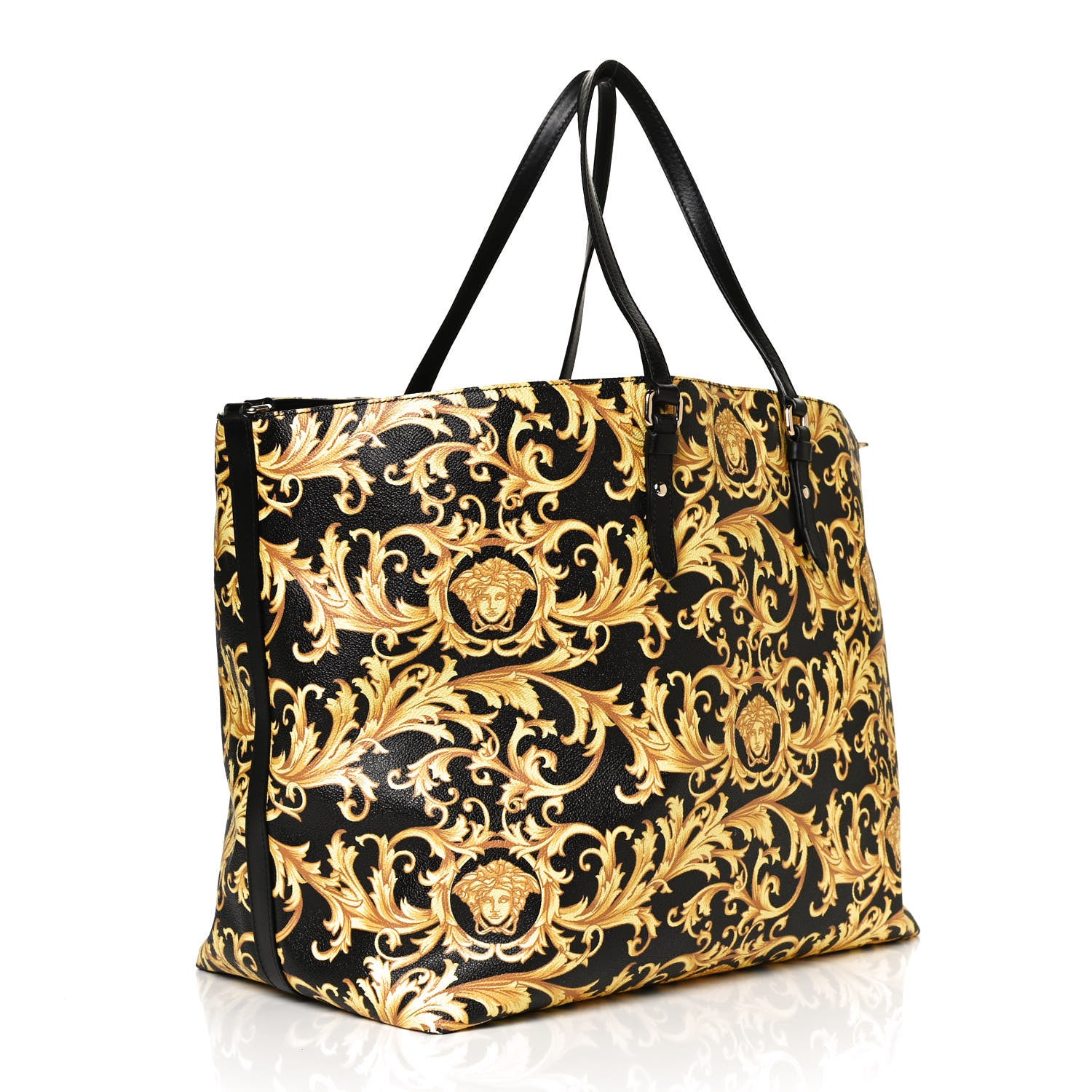 Versace Grained Calfskin Baroque Print Medusa Tote Black 3 of 13