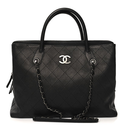 Chanel Grained Vegetal Calfskin Stitched Shopping Tote Black 1 of 12