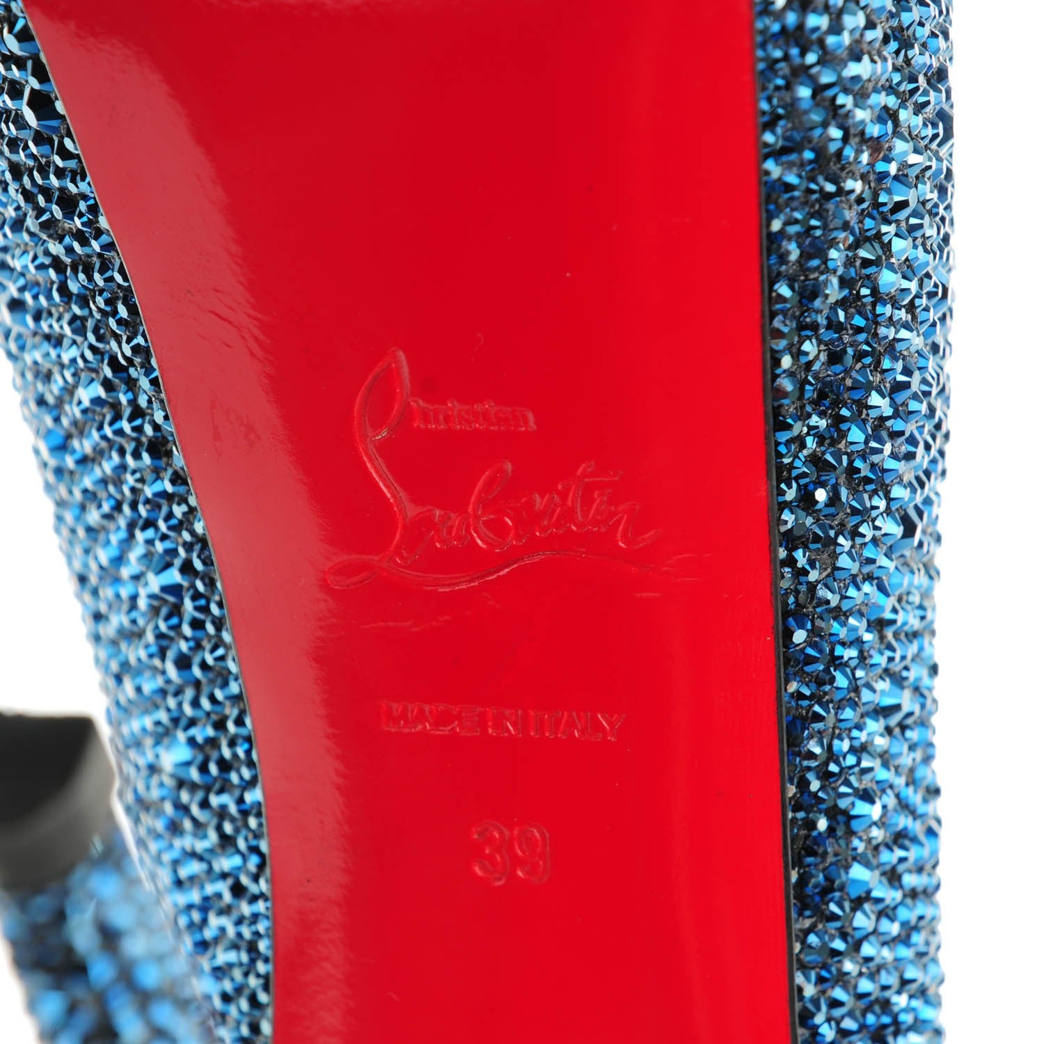 Christian Louboutin Suede Strass Lady Peep 150 Pumps 38.5 Blue Khol 6 of 8