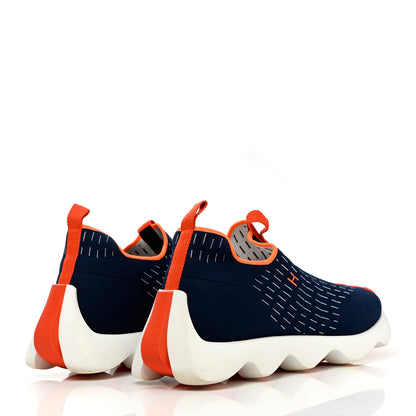 Hermes Technical Canvas Goatskin Mens Eclair Sneakers 44 Marine 4 of 14