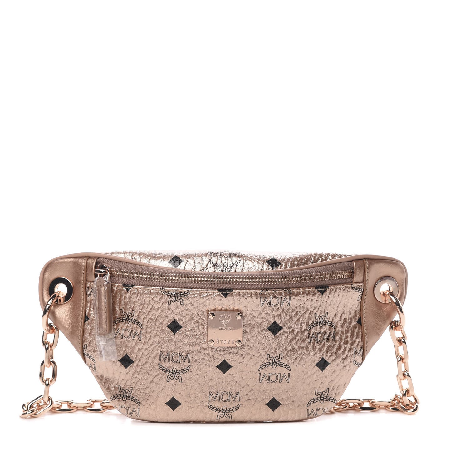 Metallic Visetos Mini Stark Crossbody Chain Belt Bag Champagne Gold
