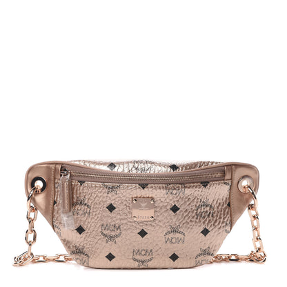 MCM Metallic Visetos Mini Stark Crossbody Chain Belt Bag Champagne Gold 1 of 9